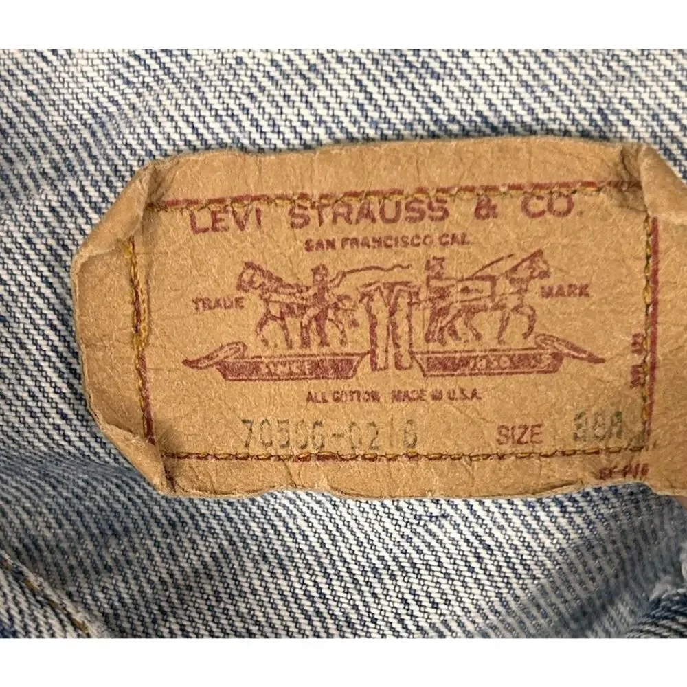 Vintage 80s Levis Type 3 Denim Trucker Jean Jacket 70506 0216 SZ 38 Medium Wash